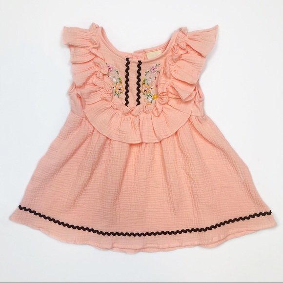 🌸 3T 🌸 Pink Embroidered Sleeveless Ruffle Dress - Picture 2 of 8